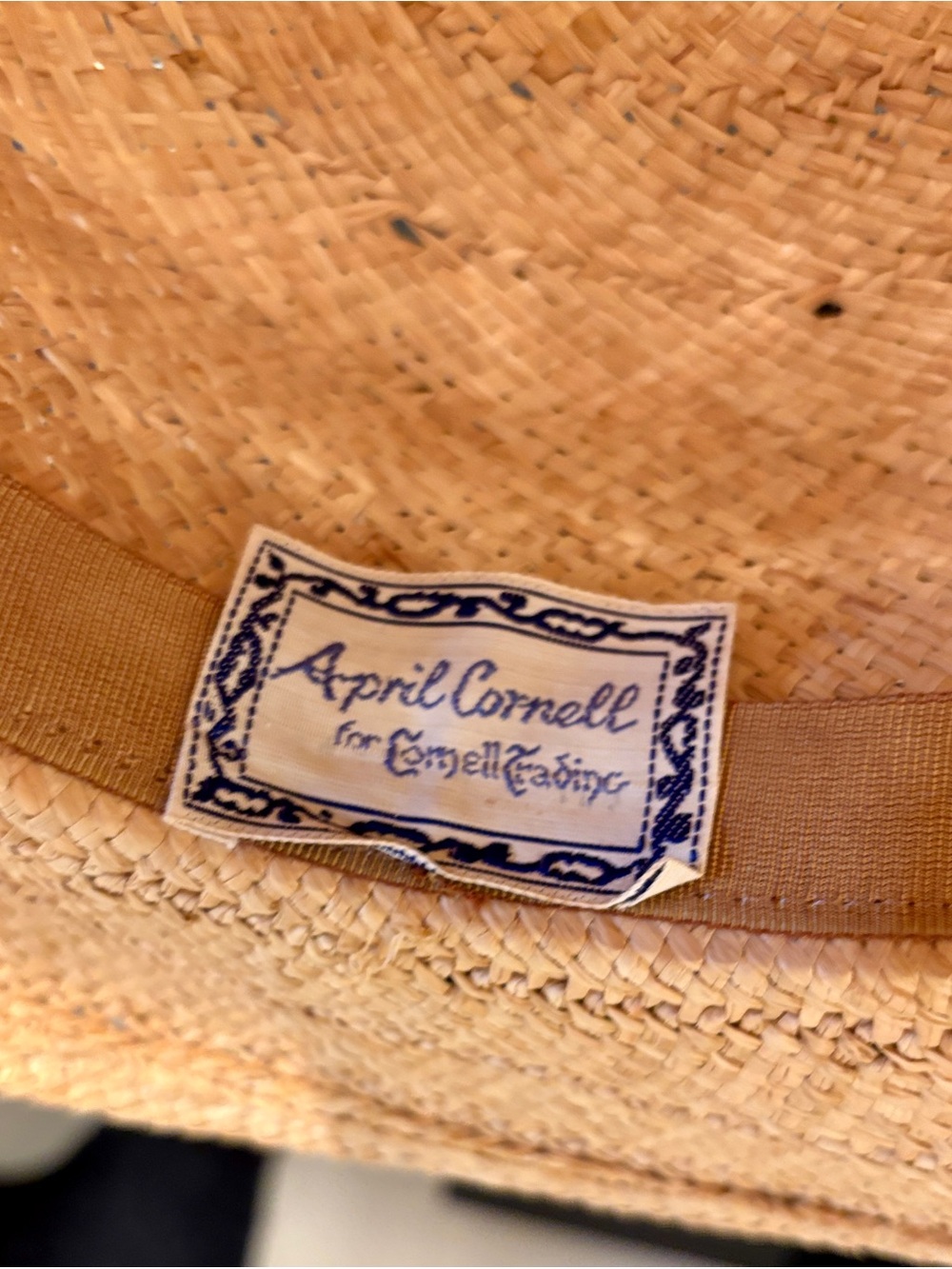 April Cornell Natural Straw Hat with Pink Floral and Raffia Accents - Picture 6 of 10